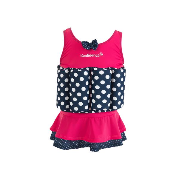 Konfidence Floatsuit Pink & Navy Polka